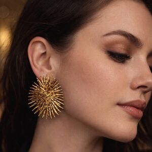 Radiant Gold Burst Statement Earrings - Elegant Women’s Jewelry